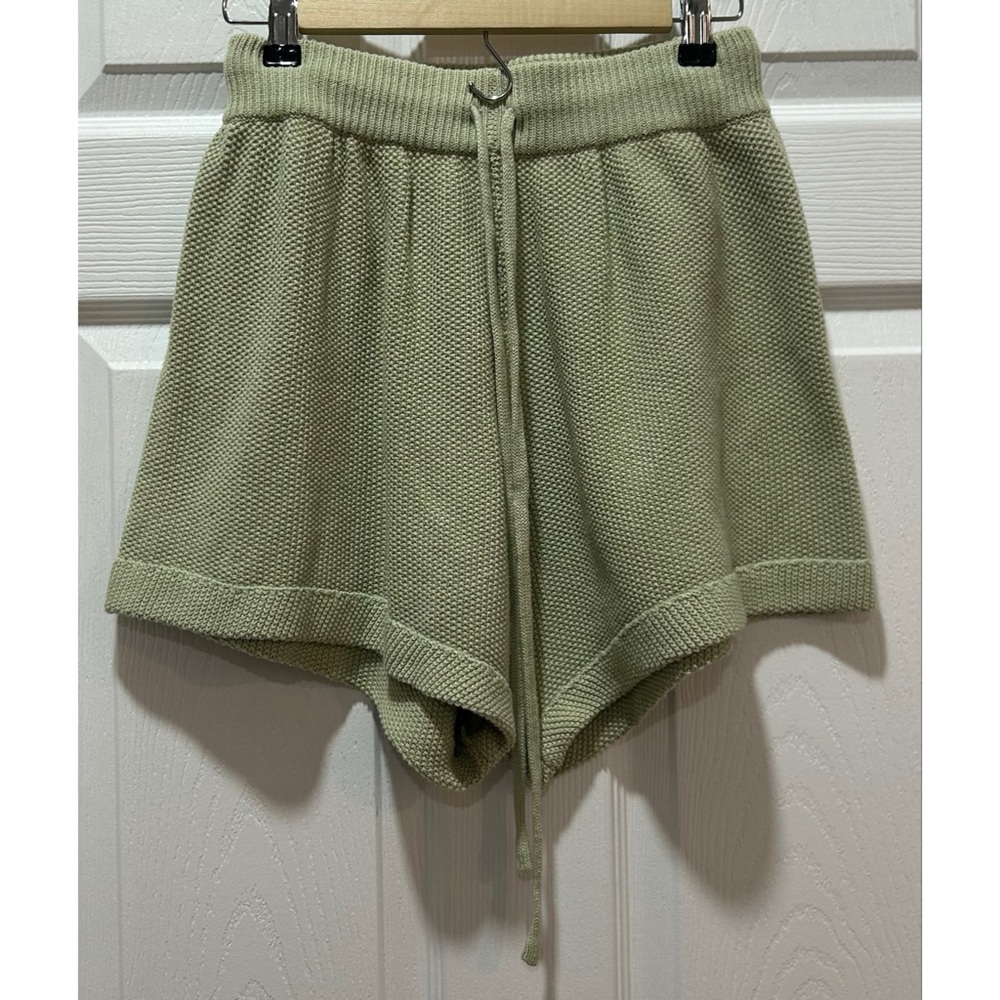 Vagabond Apparel Women’s Crochet Knit Shorts Small Medium Green Drawstring Waist
